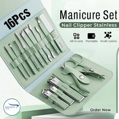16 Pcs Stainless Steel Manicure Set - (IMPORTED)