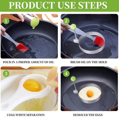 4 Pcs Stainless Steel Fried Egg Moulds