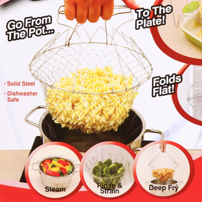Chef Basket 12 in 1 Kitchen Tool Deluxe Boiler, Steamer, Strainer & Frying
