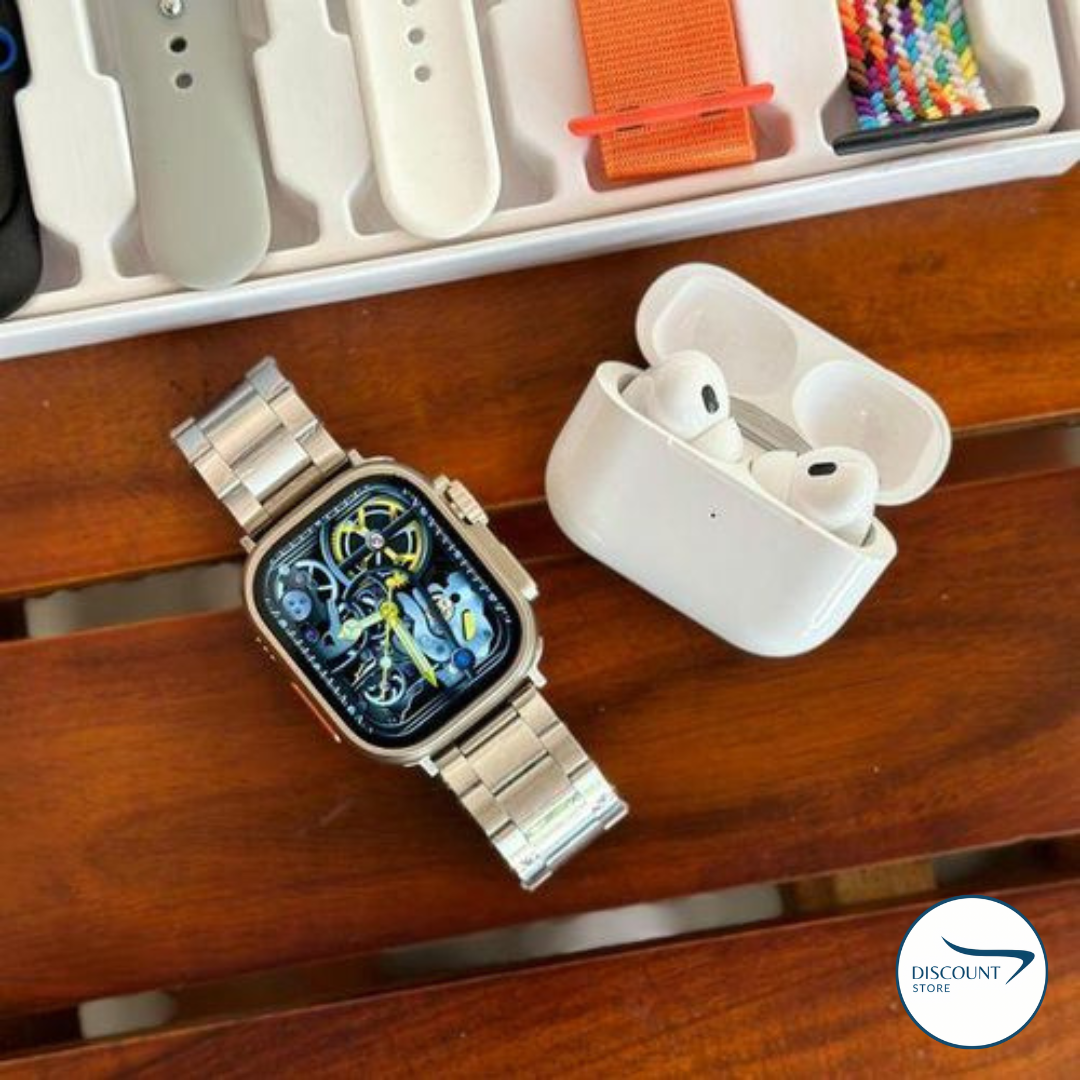 I20 Ultra Watch Max Suit Smart Watch + Earbuds (10 in 1 Set)
