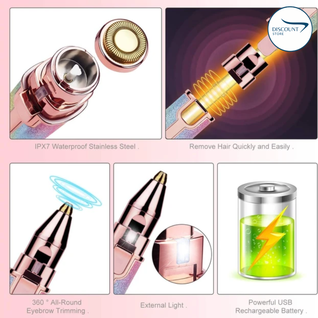 2 In 1 Rechargeable Flawless Eyebrow & Facial Hair Remover - (FREE Delivery)