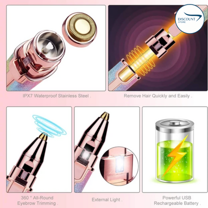 2 In 1 Rechargeable Flawless Eyebrow & Facial Hair Remover - (FREE Delivery)